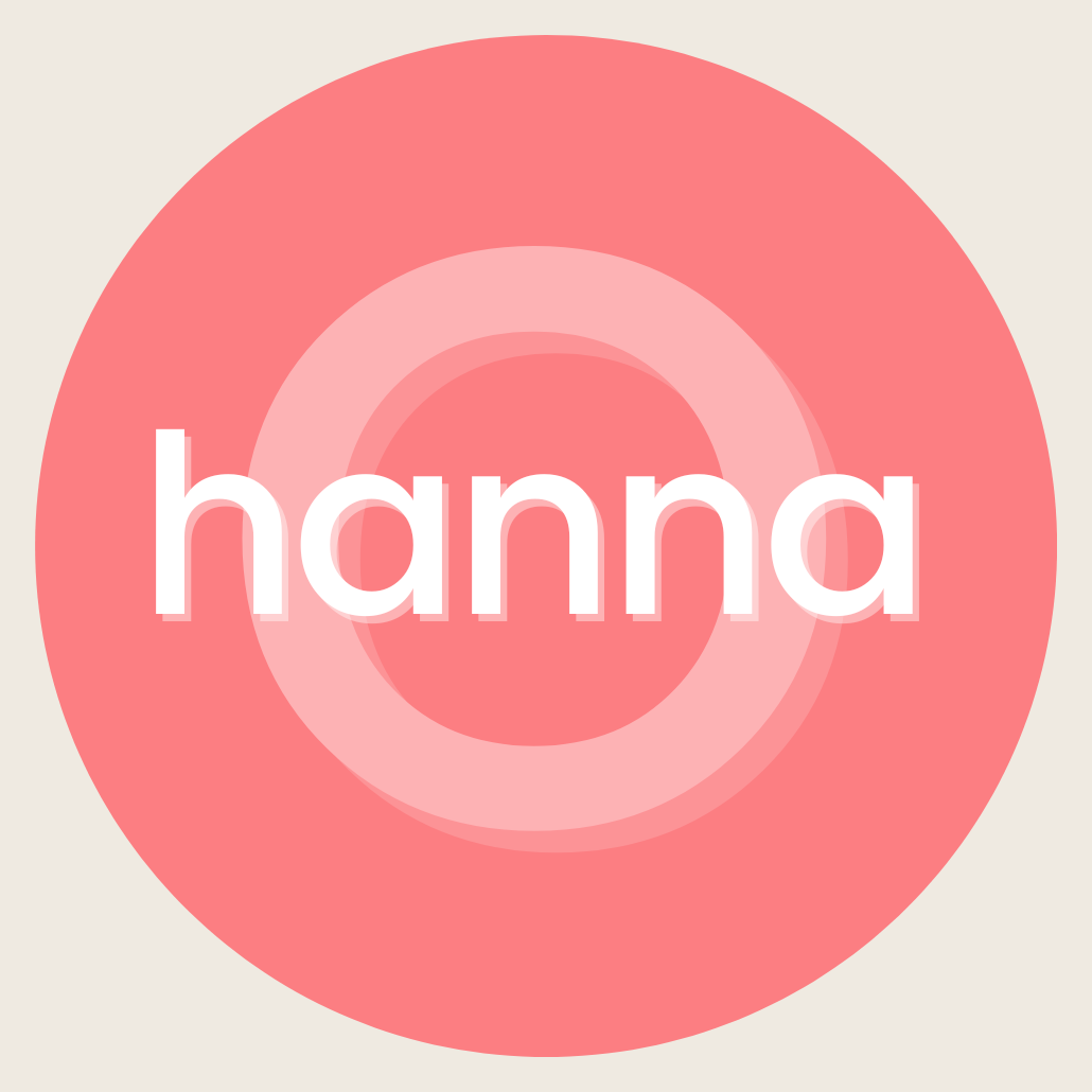 the words hanna on a background field of a pink circle and beige square.