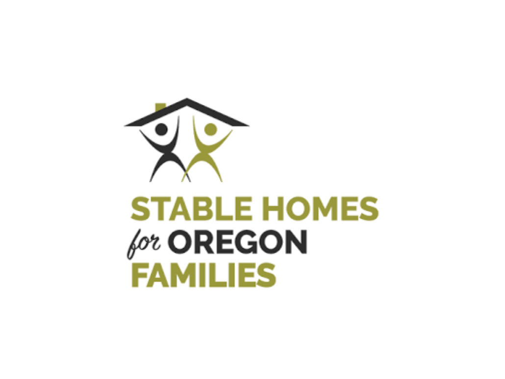 Logo for Stable Homes for Oregon Families with two figures and a house.