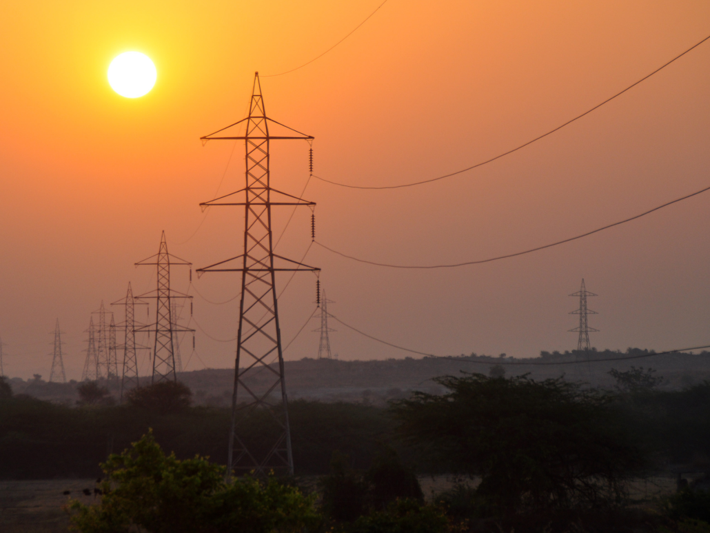  Electrical transmission towers at sunset.