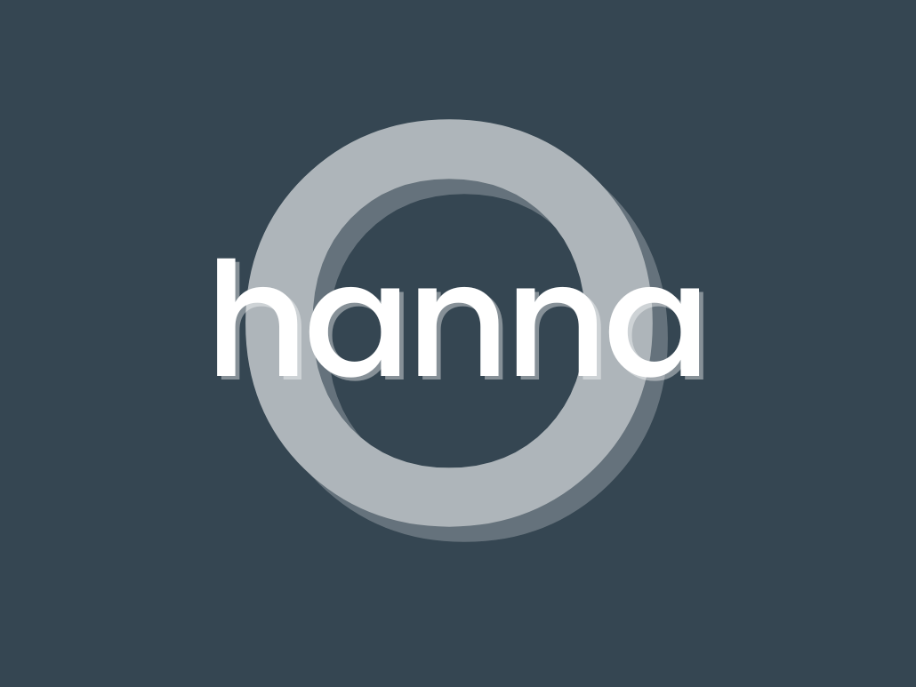 A circular logo with the word "hanna" in lowercase letters in the center.