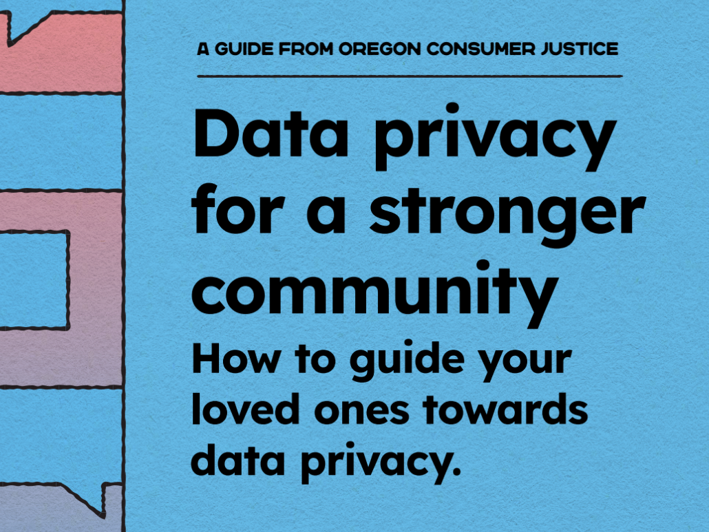 A blue text box box holding the English header for the data privacy for a stronger community guide.