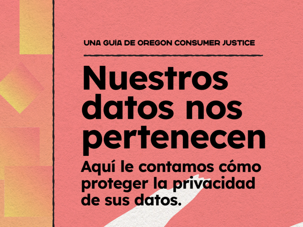 A pink text box with the Spanish header for the data privacy guide on how to keep personal data private.