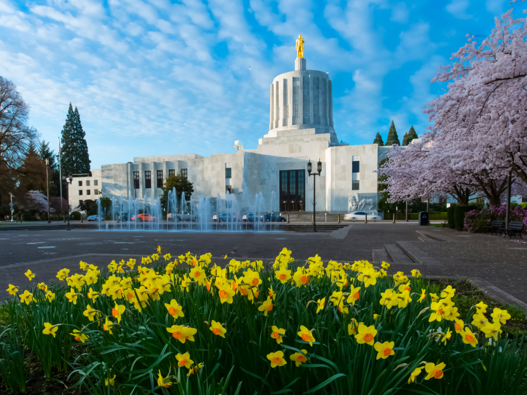 A photo of the Oregon State Capitol