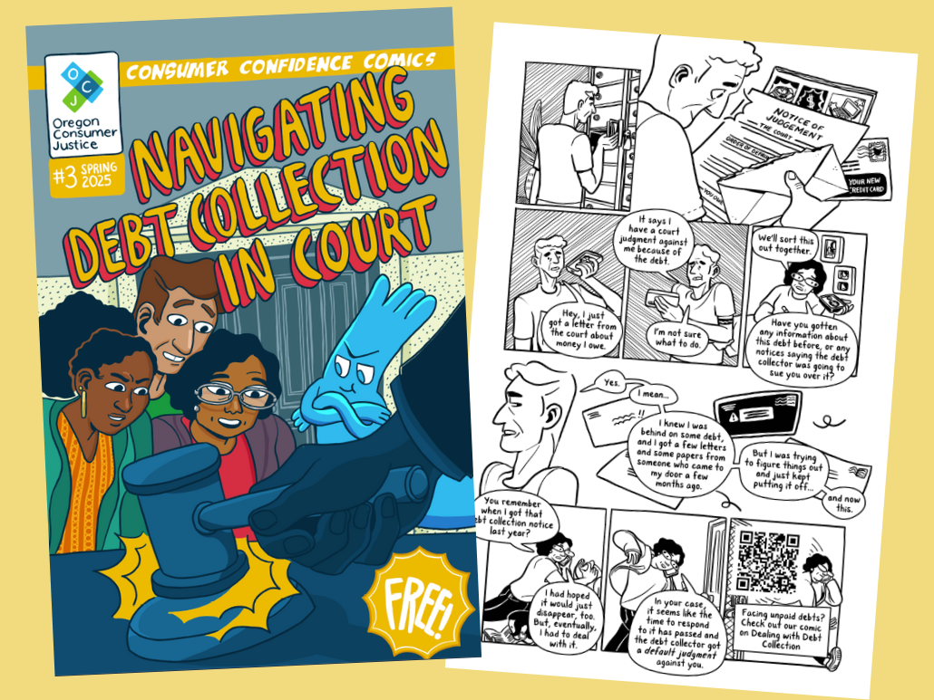 A rectangle with pages from OCJ's consumer Comic #3.