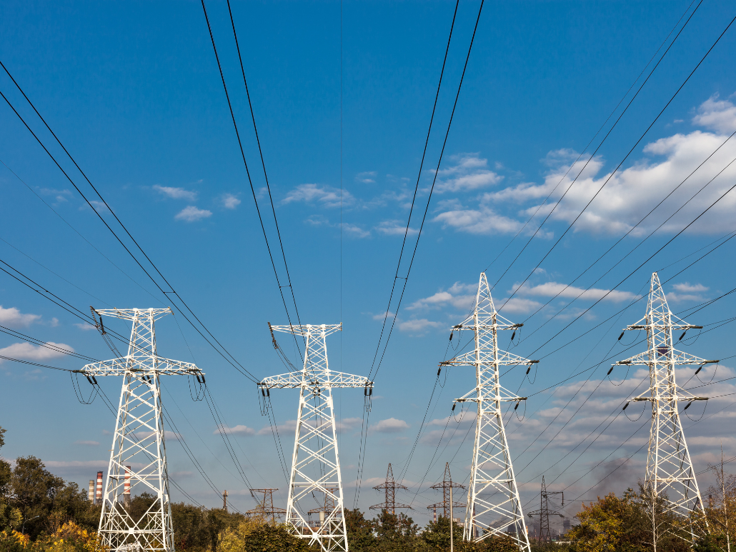 A picture of four power lines.