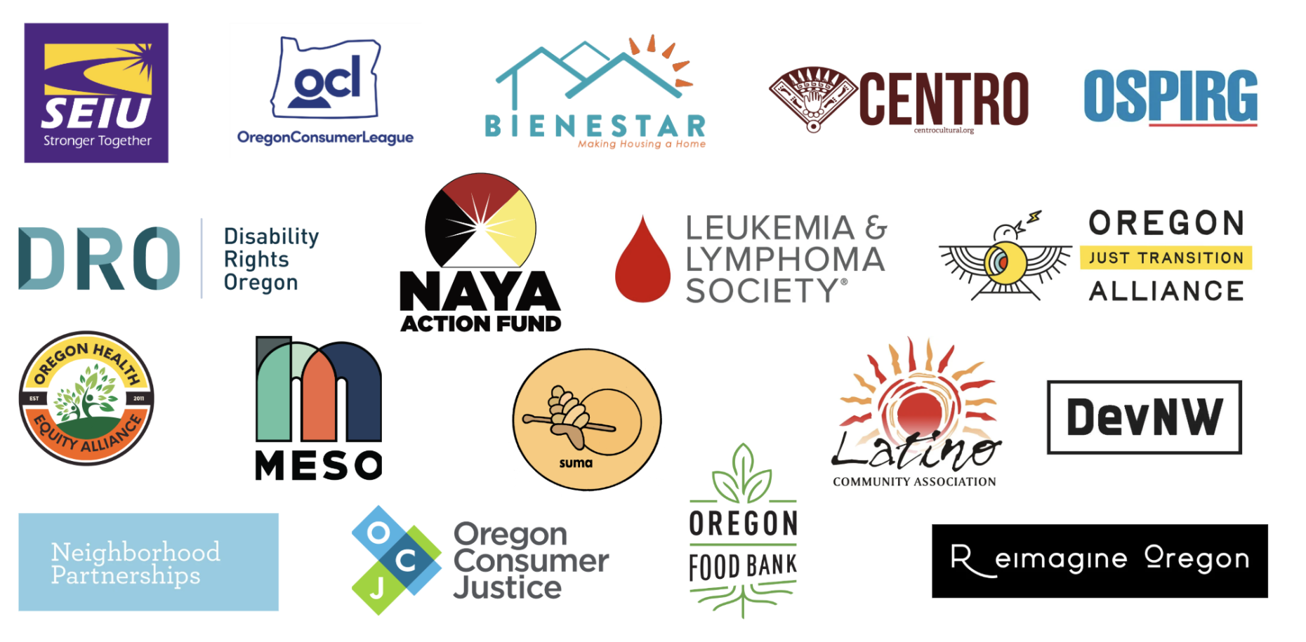 A graphic with the logos of all 18 members of the Consumer Alliance.