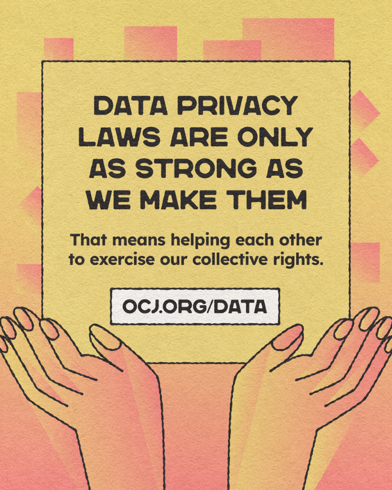 a yellow rectangle with hands at the bottom holding up a text box.